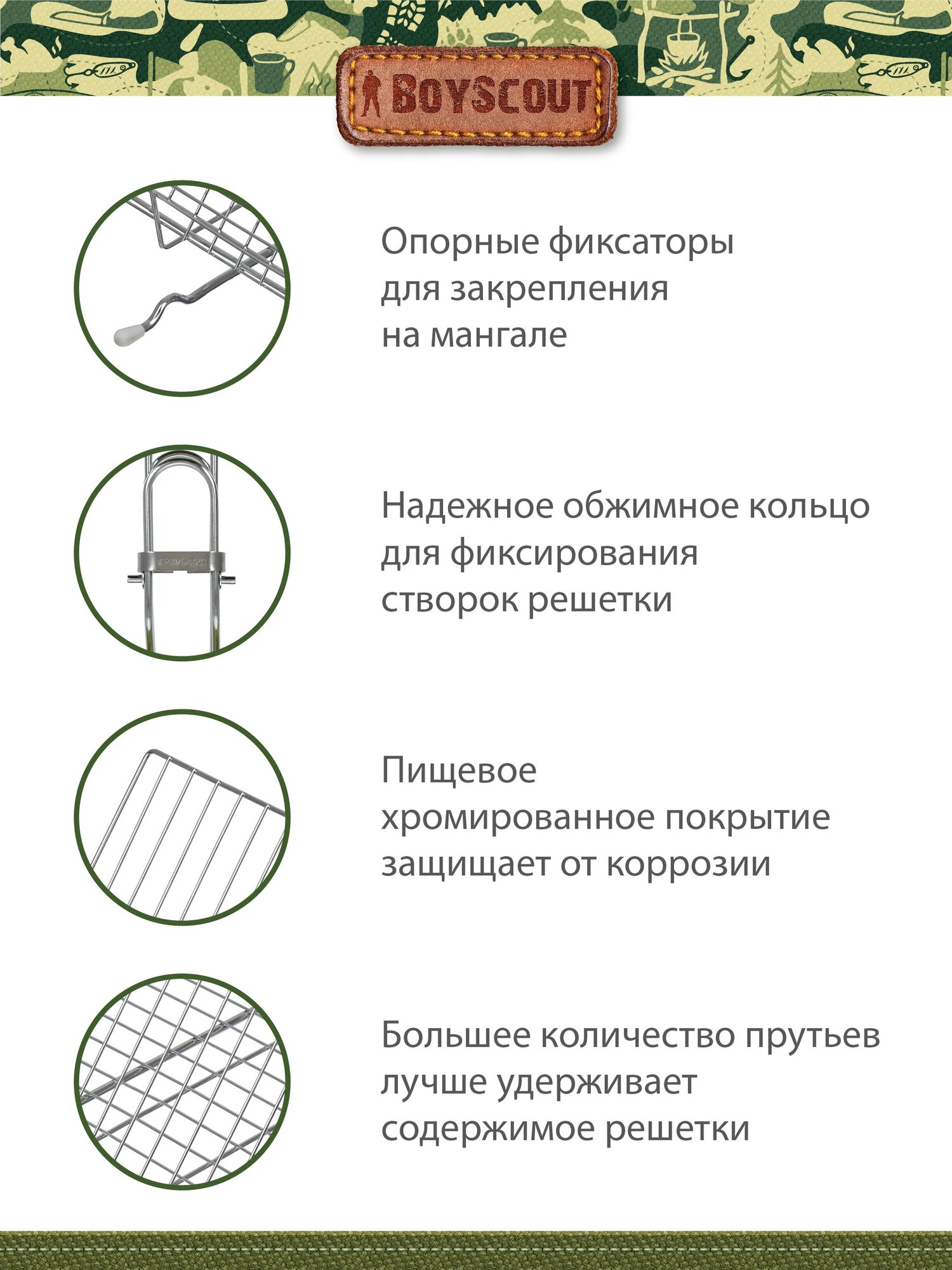 Решетка BOYSCOUT 61532 63 х 30 универсальная