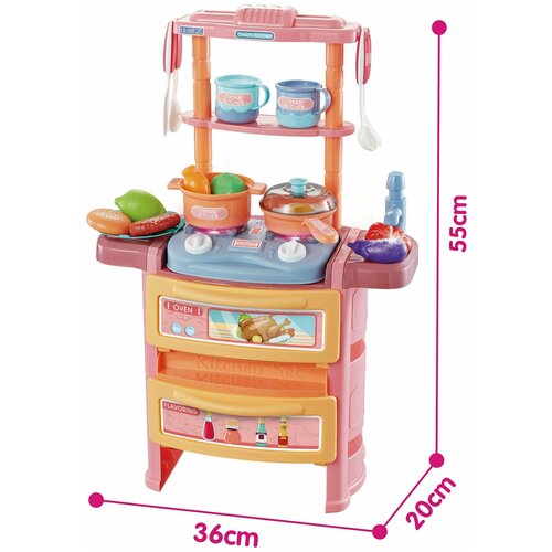 Детская игровая кухня 36 х 19 х 55 см с водой, свет, звук, музыка, пар, аксессуары, 768-6