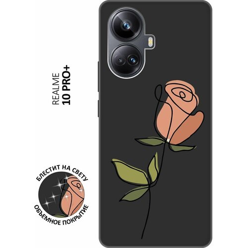 Матовый Soft Touch силиконовый чехол на Realme 10 Pro+, Реалми 10 Про Плюс с 3D принтом Rose черный матовый soft touch силиконовый чехол на realme 10 pro реалми 10 про плюс с 3d принтом amazing irises черный