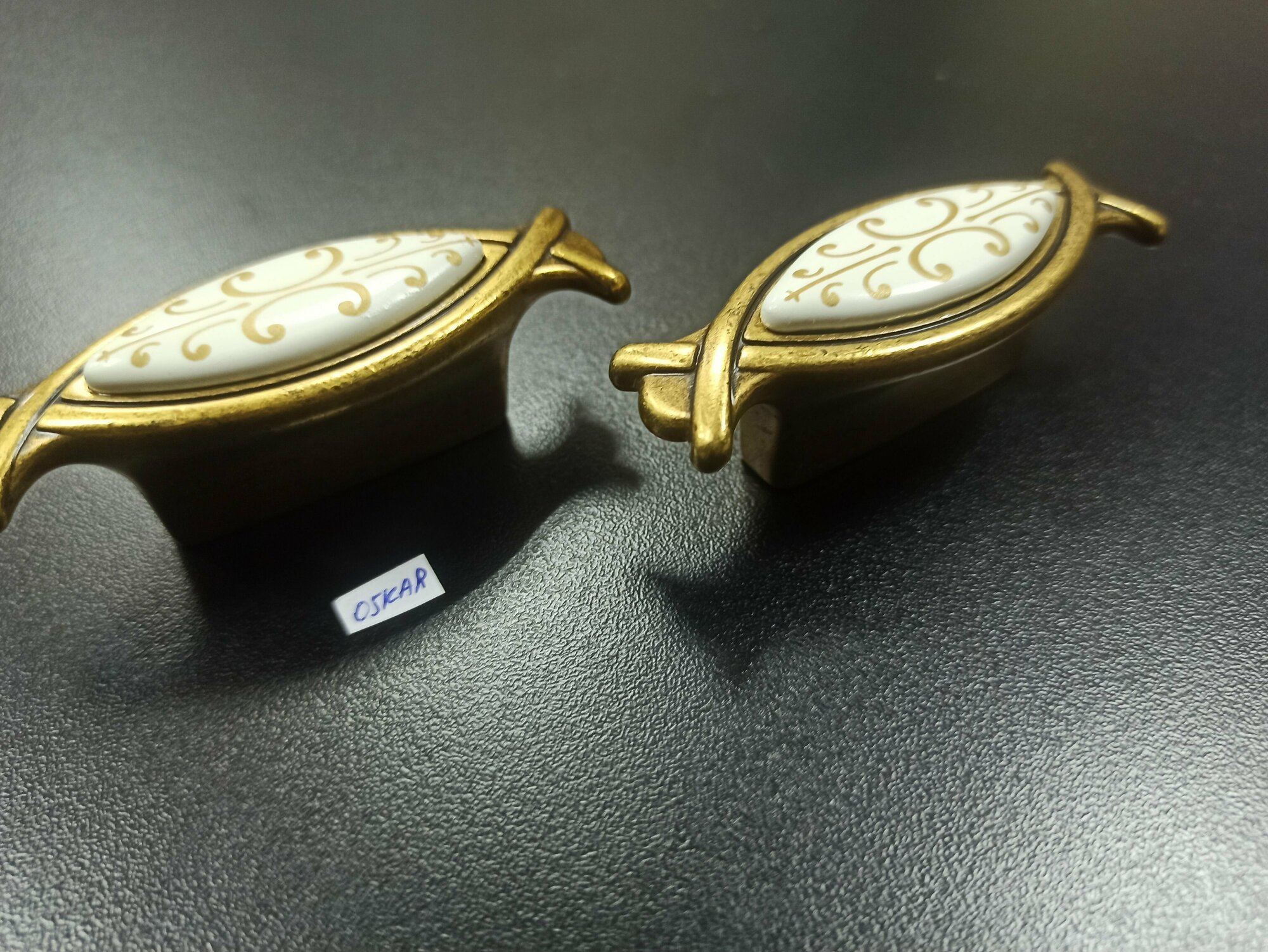 Ручка мебельная кнопка цвет: матовое золото с керамикой Комплект из 2 шт. SETE