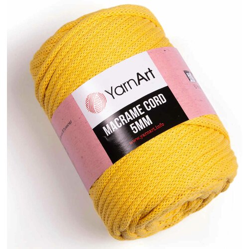 Пряжа YarnArt Macrame cord 5mm жёлтый (764), 60%хлопок/40%полиэстер/вискоза, 85м, 500г, 5шт