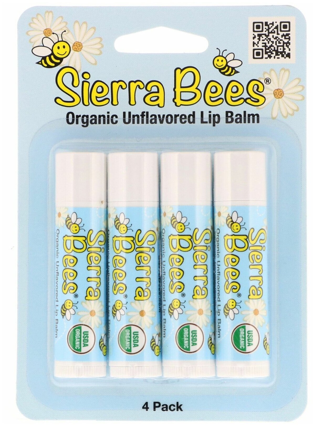 Sierra Bees Бальзам для губ Unflavored, 4 шт.
