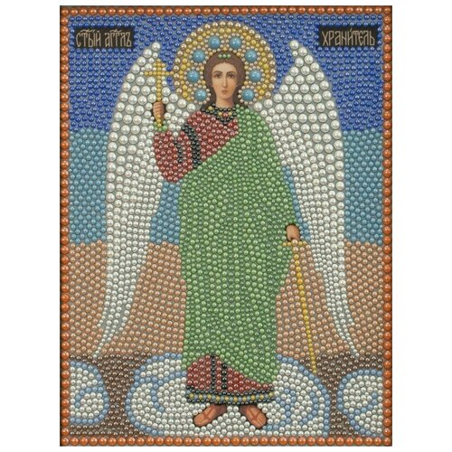 фото Ангел хранитель набор для выкладывания полужемчугом 22х28 преобрана 1п057