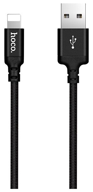 Кабель USB2.0 Am - Lightning Hoco X14 Black, черный - 2 метра