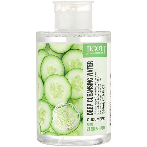 Jigott вода очищающая с экстрактом огурца Deep Cleansing Water Cucumber, 530 мл, 530 г очищающая вода для лица neogen real flower cleansing water calendula 300 мл