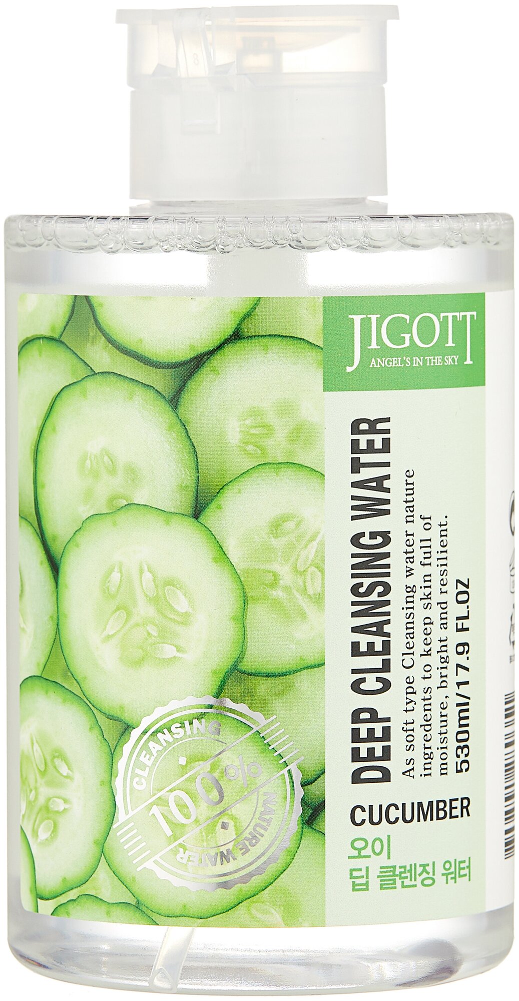 Jigott вода очищающая с экстрактом огурца Deep Cleansing Water Cucumber, 530 мл, 530 г