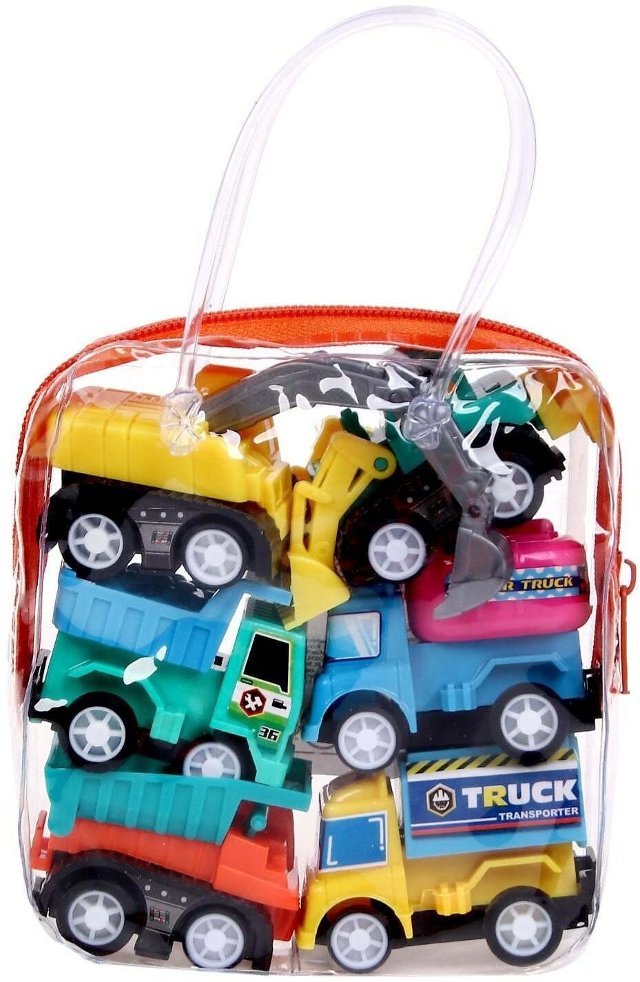 Набор инерционных машин "Стройка" в сумке, 6 шт, для детей и малышей, цвет микс