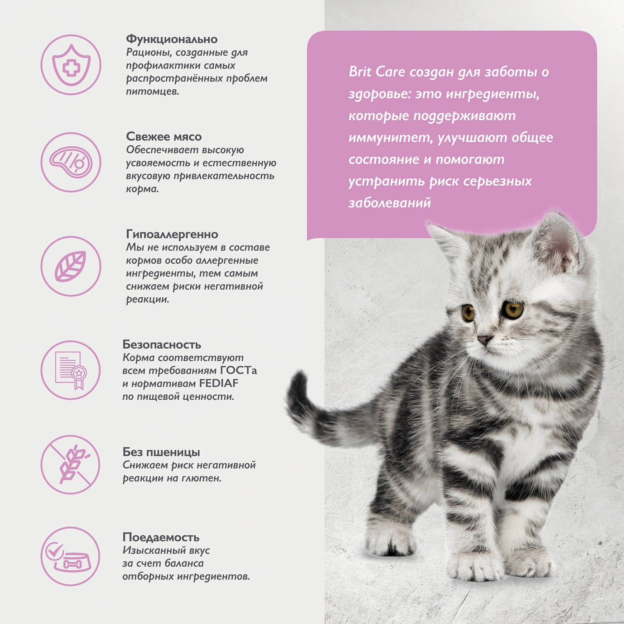 Сухой корм BRIT CARE супер-премиум с индейкой для котят, беременных и кормящих кошек "Cat Kitten Healthy Growth" 1,5 кг - фотография № 3