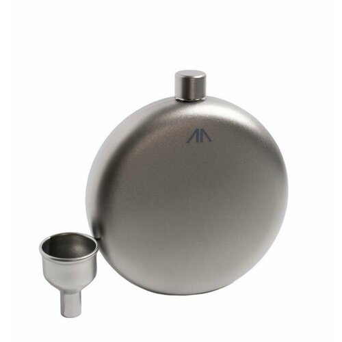 Сверхлегкая круглая титановая фляга GORAA Titanium Hip Flask с воронкой в комплекте