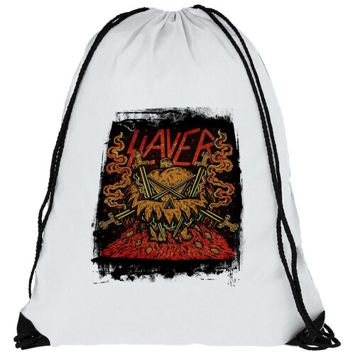 Мешок для сменной обуви и вещей с рисунком, белый, модель Slayer - 2824