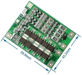 BMS плата контроллер заряда для 4-х Li-Ion аккумуляторов с защитой ток 40А 4S (EM-837)