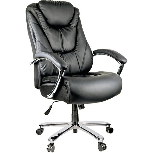 Кресло руководителя Helmi HL-ES05 «Springs» повыш. прочности, экокожа черная, хром, до 200кг
