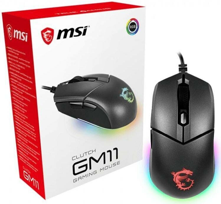 Мышь проводная Gaming Mouse MSI Clutch GM11, Wired, DPI 5000, symmetrical design, RGB lighting, Black (S12-0402030-CLA) - фото №10