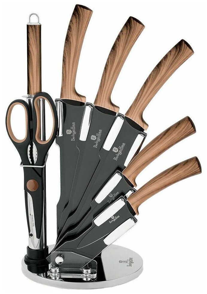 Набор Berlinger Haus Forest line BH-228, 5 ножей, ножницы и мусат с подставкой - фотография № 1
