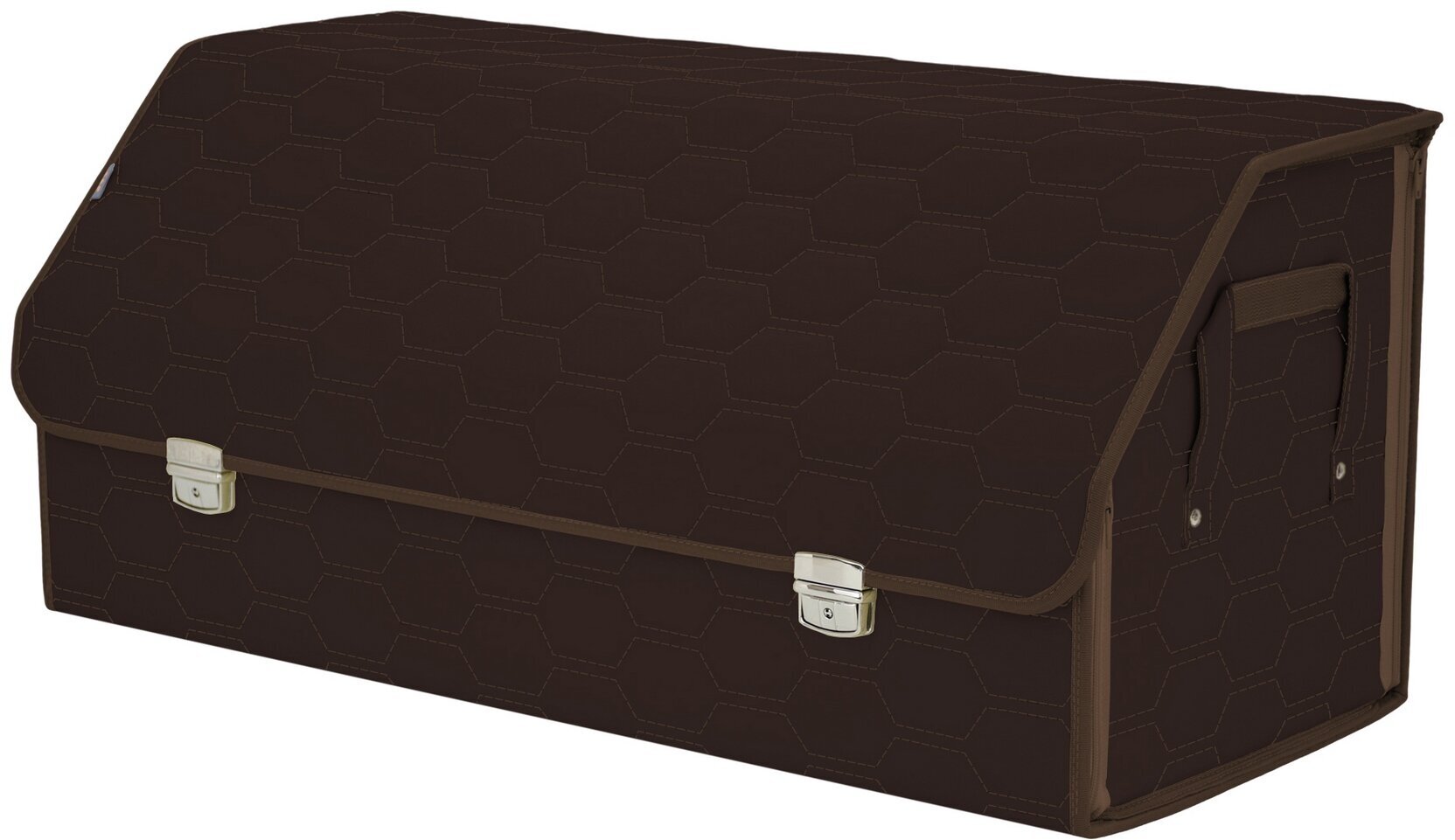 Органайзер-саквояж в багажник "Союз Премиум" (размер XXL). Цвет: коричневый с коричневой прострочкой Соты.