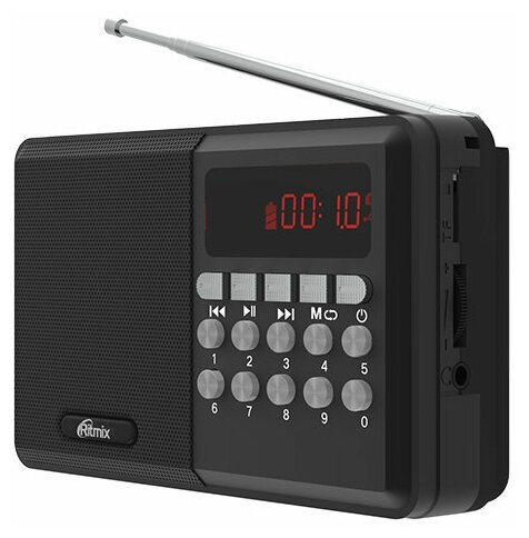 Радиоприемник Ritmix RPR-001, USB, microSD, черный