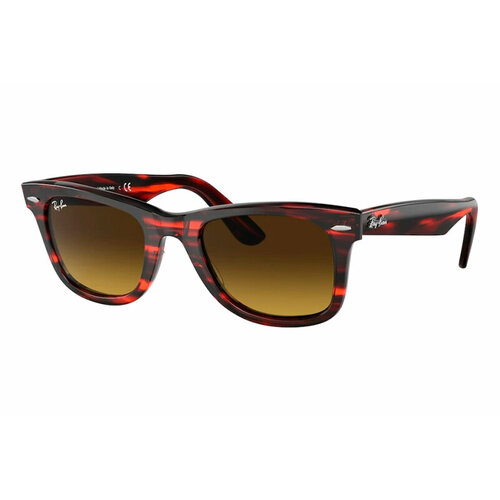 солнцезащитные очки ray ban вайфареры оправа пластик ударопрочные зеркальные градиентные с защитой от уф серебряный Солнцезащитные очки Ray-Ban, красный, коричневый