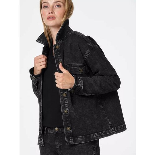 фото Джинсовая куртка krapiva, демисезон/лето, средней длины, размер 3xl, черный