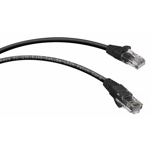 Патч-корд U/UTP Cabeus PC-UTP-RJ45-Cat.5e-3m-BK-LSZH категория 5е, 2xRJ45/8p8c, неэкранированный, черный, LSZH, 3м