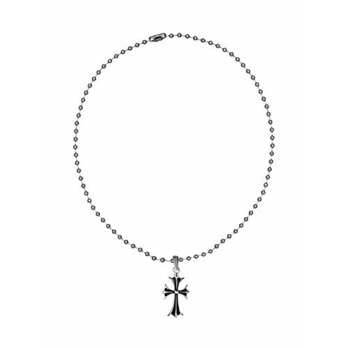 фото Колье kalinka modern story сферичная подвеска с крестом kalinka, эмаль, серый, черный