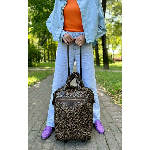 фото Сумка дорожная nn сд-1-леопард, 34 л, 20х47х36 см, ручная кладь, коричневый