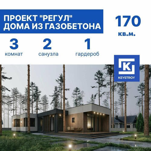 Проект газобетонного одноэтажного дома "Регул"