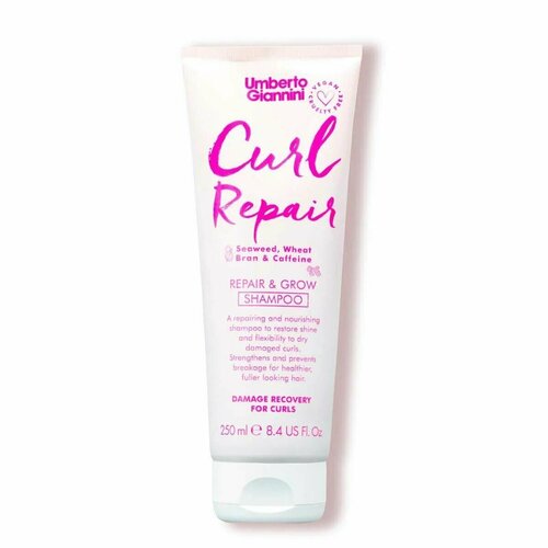 Umberto Giannini, Curl Repair, Repair & Grow Shampoo, Шампунь для роста и восстановления кудрявых волос, 250 мл