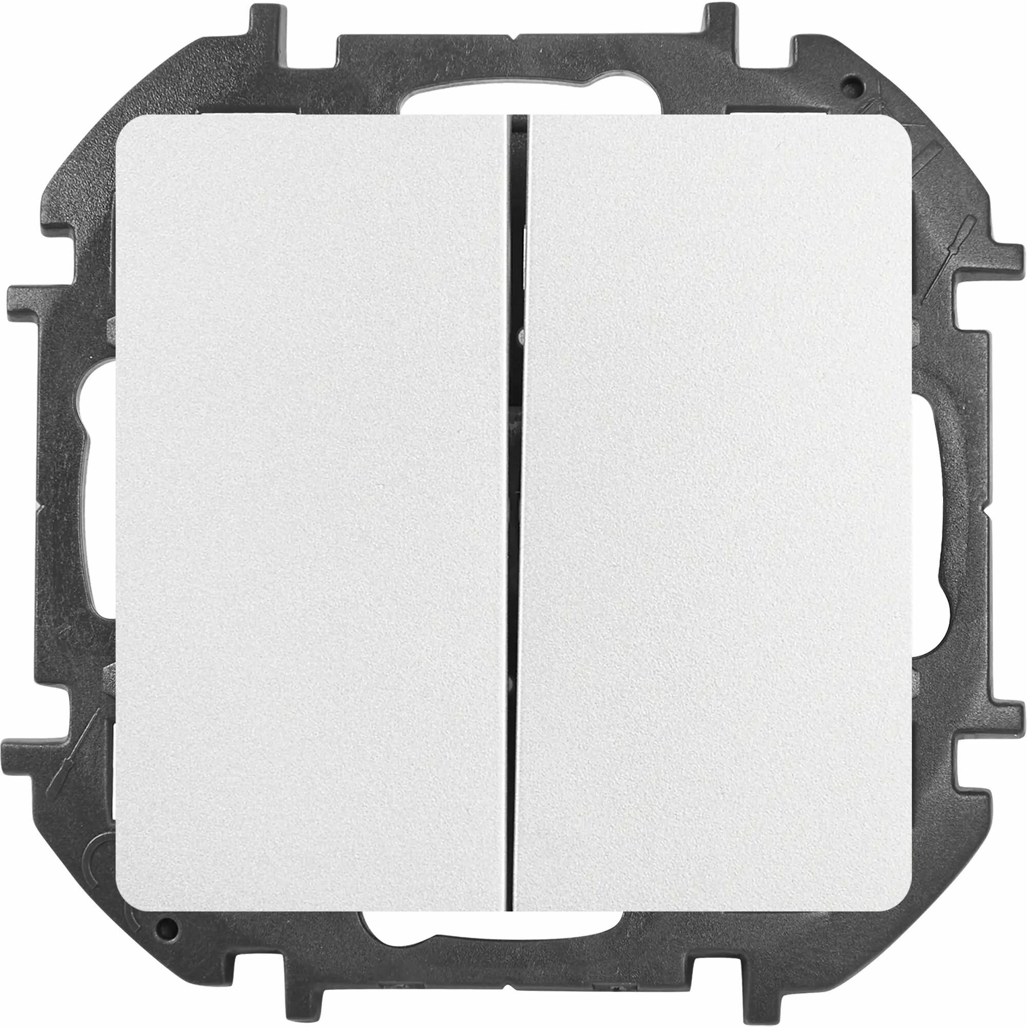 фото Переключатель встраиваемый Lexman Lilian 2 клавиши цвет алюминий