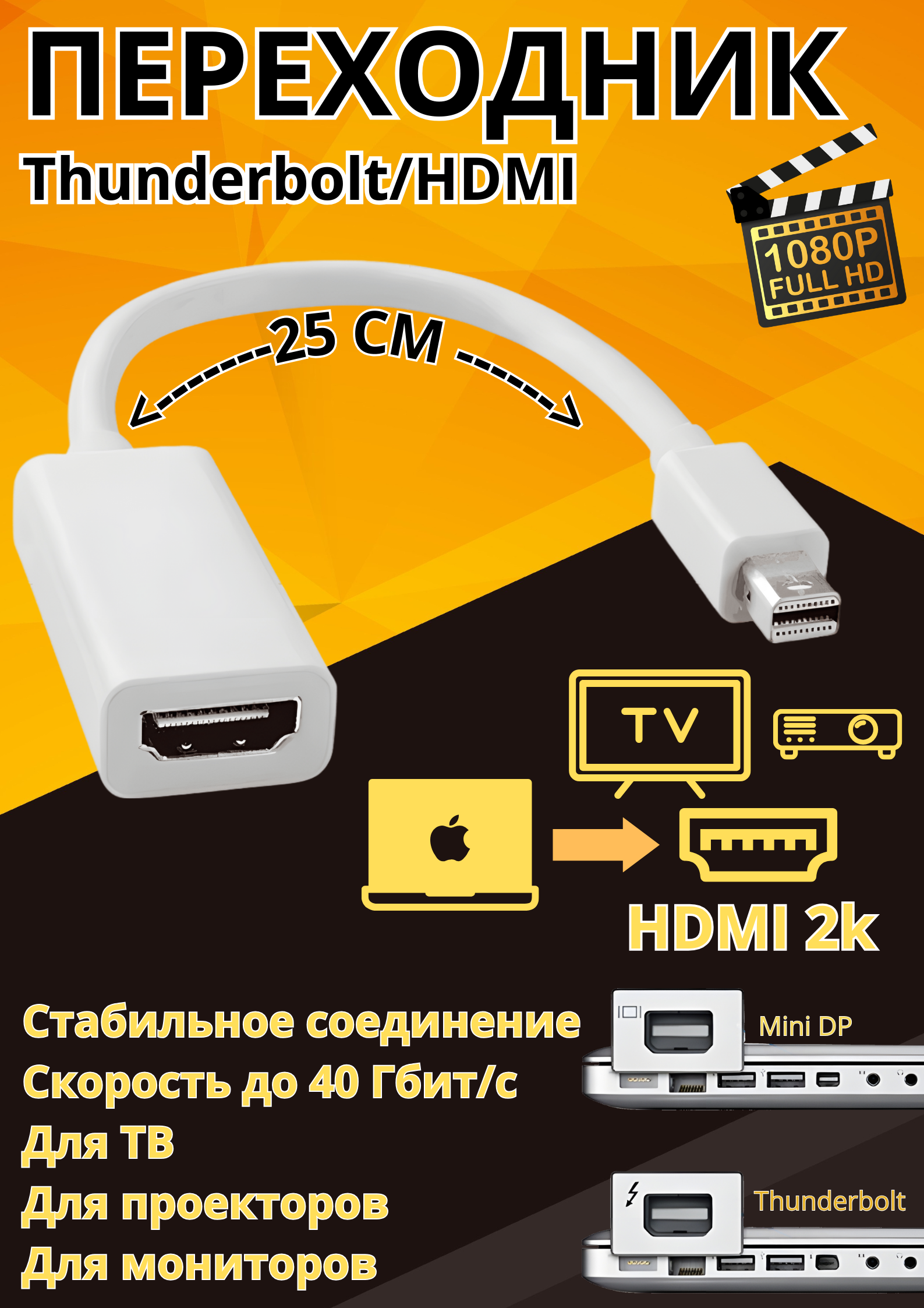 фото Переходник Thunderbolt на HDMI, белый