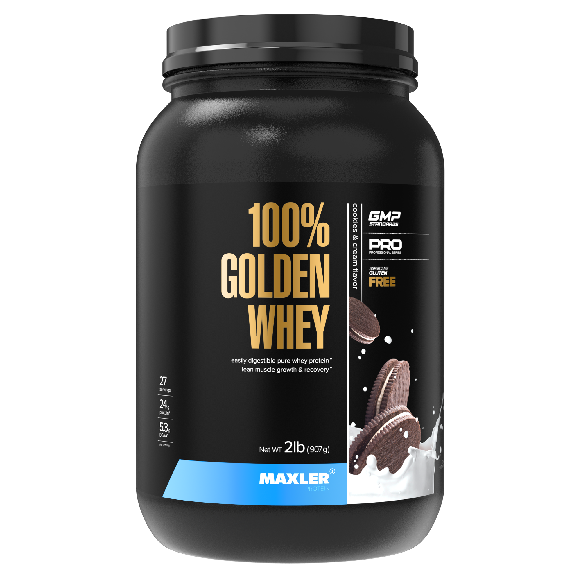 Комплексный протеин MAXLER (USA) 100% Golden Whey 910 г, Печенье и крем