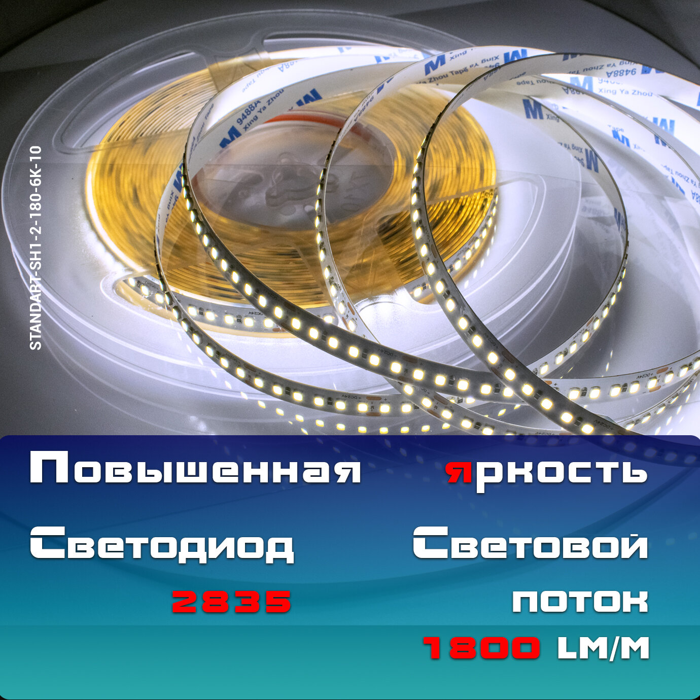 Светодиодная лента Led-Book 24B, 6000 К холодный белый, 180 LED/м, 10 метров, 18 Вт./м — фото 1