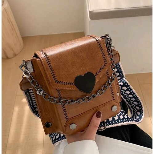 Сумка мессенджер Akuna, фактура гладкая, коричневый