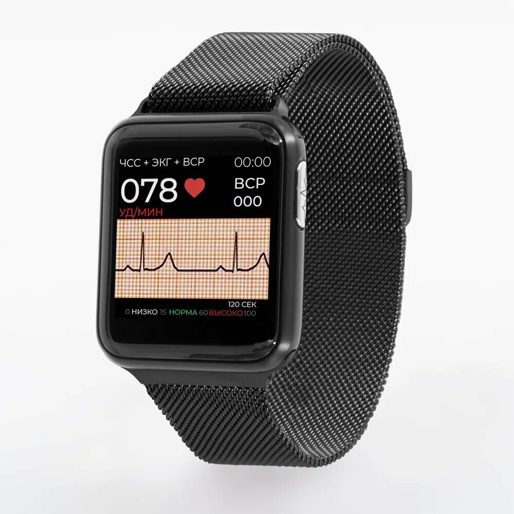 Профессиональные часы здоровья HEALTHBAND с измерением давления, пульса, температуры, кислорода, ЭКГ и сигнализатором тахикардии Health Watch Pro №5