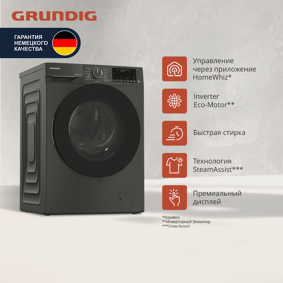 Стиральная машина Grundig GW5 P56H21 A, 60 см, темно-серый