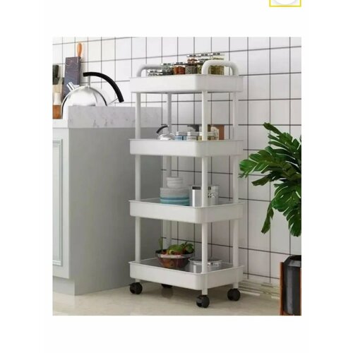 Этажерка для ванной и кухни на колесиках 4-х ярусная