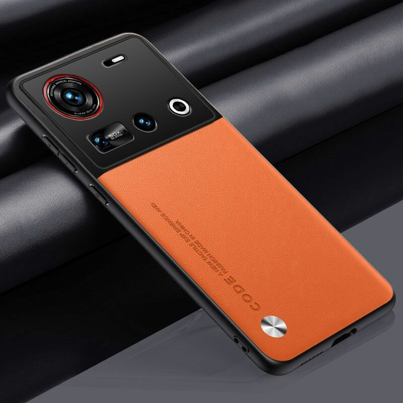 Жесткий кожаный чехол MyPads для Nubia Z70 Ultra (Нубия Z70 Ултра), желтый