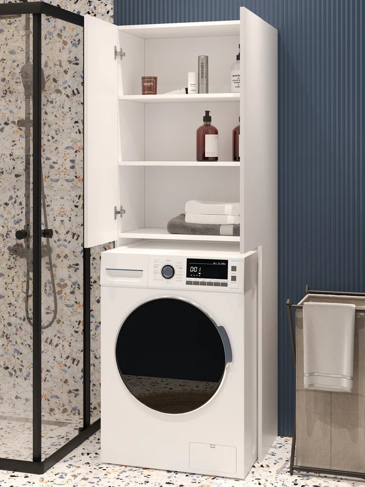 Шкаф-пенал для ванной DIWO Суздаль 65 напольный над стиральной машиной 64x181x35 белый