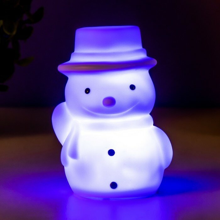 RISALUX Ночник Снеговик LED батарейки белый 4х5,5х7,7 см - фотография № 6