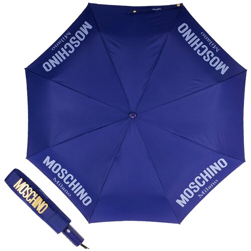 Зонт складной Moschino 8021-OCF New Metal Logo Blue+ Box logo