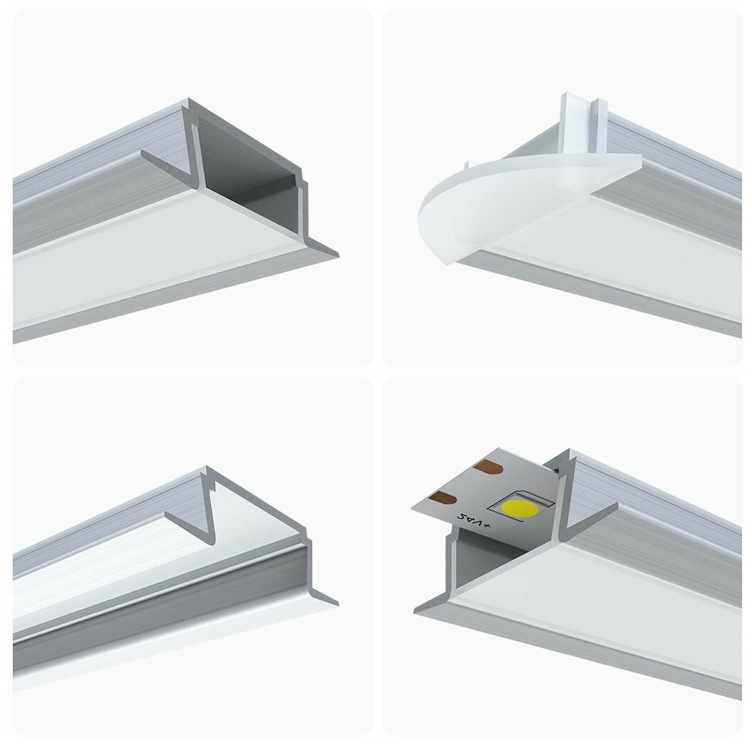 Комплект алюминиевого встраиваемого профиля Apeyron 08-06-03, 3шт*1м, накладной, серебро - фотография № 10