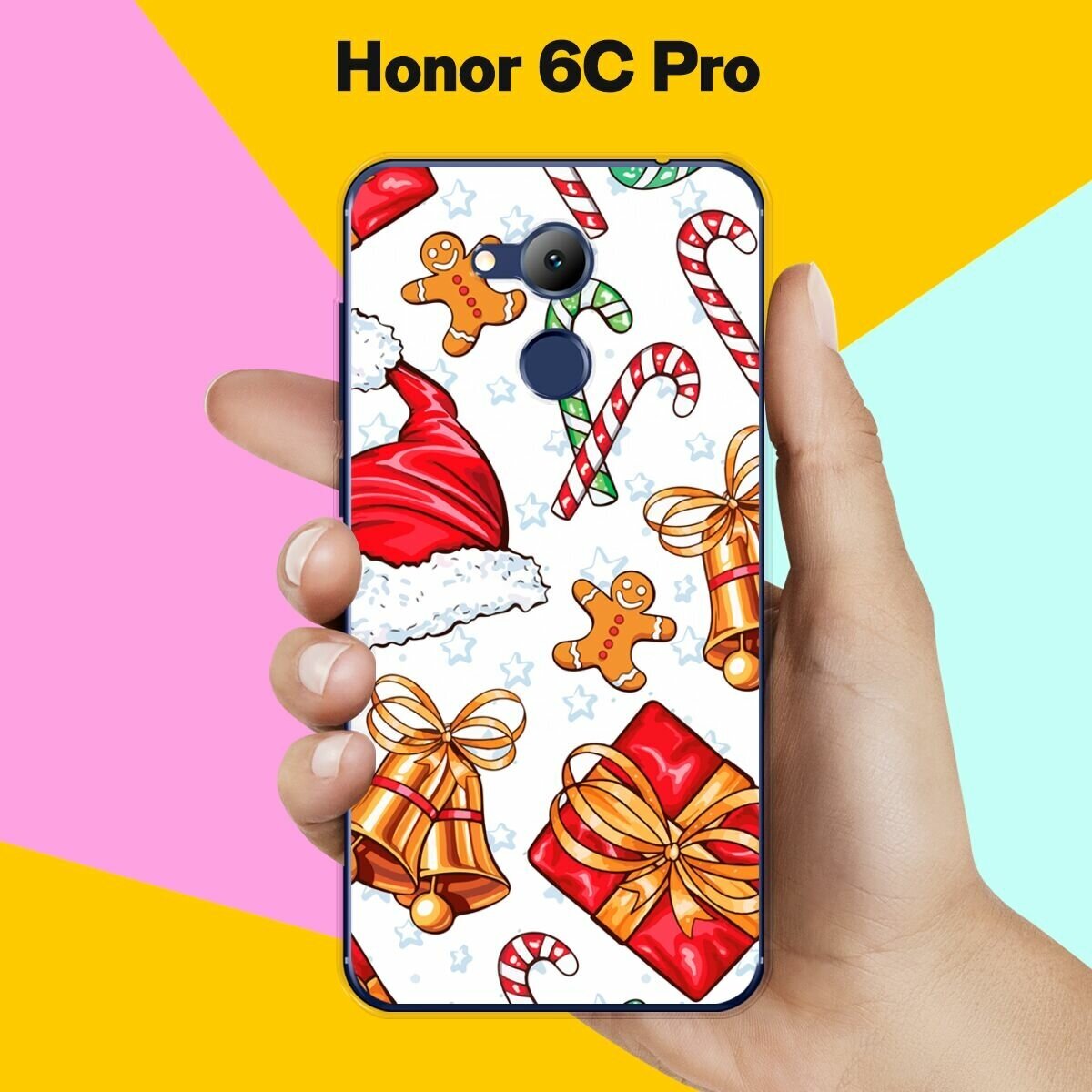 Силиконовый чехол на Honor 6C Pro Узор новогодний / для Хонор 6Ц Про