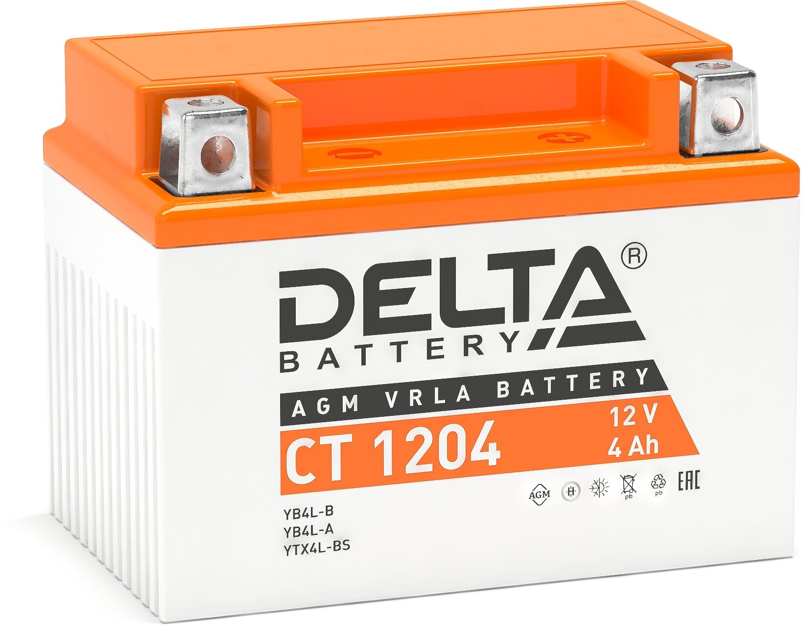 Аккумулятор для мототехники Delta Battery CT 1204 ( 12V 4Ah ) — фото 1