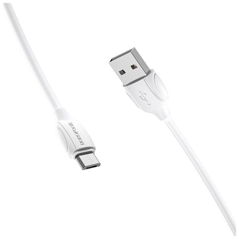 фото USB кабель BOROFONE BX19 Benefit MicroUSB, 2.4A, 1м, PVC (белый)