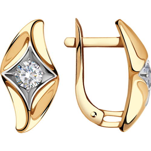Серьги Diamant online, золото, 585 проба, кристаллы Swarovski, длина 1.7 см