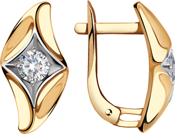 Серьги Diamant online, красное золото, 585 проба, кристаллы Swarovski