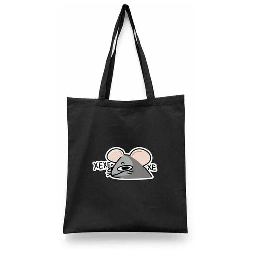 фото Сумка-шоппер унисекс каждому своё "милые мыши/крысы/стикер вк" черная