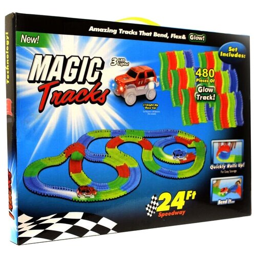 Трек Magic Tracks гибкий (480 деталей) разноцветный светящийся гибкий трек magic tracks 80 деталей