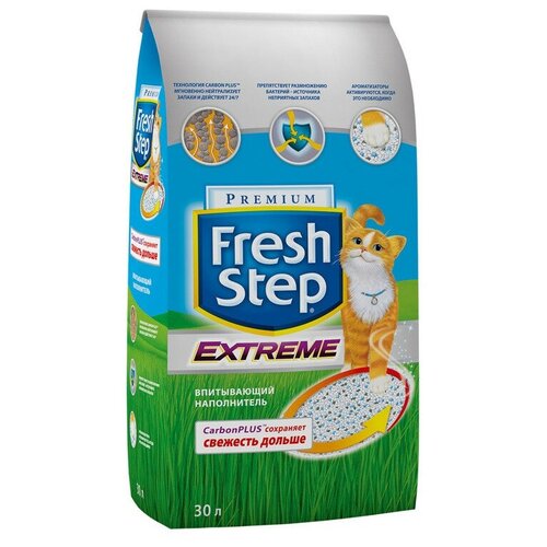 Впитывающий наполнитель Fresh Step Extreme, 30л, 1 шт. впитывающий наполнитель fresh step extreme 12л 1 шт