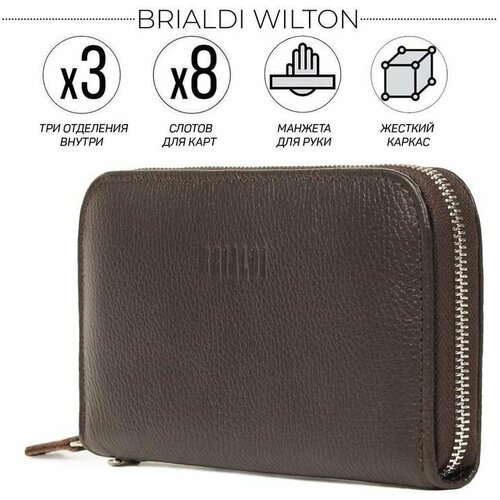 Мужской кожаный клатч BRIALDI Wilton relief brown BR43906PV