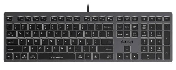 Клавиатура A4TECH Fstyler FX60 серый USB slim Multimedia LED (FX60 GREY/NEON)
